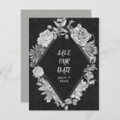 Black Diamond Flowers Sla de datum op Aankondigingskaart (Voorkant / Achterkant)