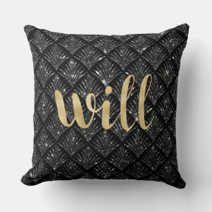 Black Diamond Gold Letter Pillow... Will Kussen