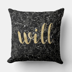 Black Diamond Gold Letter Pillow... Will Kussen