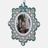 Black Diamond Pattern Holiday Ornament with Photo (Links)