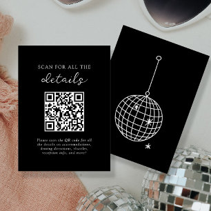 Black   Disco Ball Wedding Details QR Code Informatiekaartje