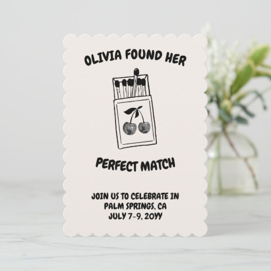 Black Disco Cherry Perfect Match Bachelorette Kaart (Staand voorkant)