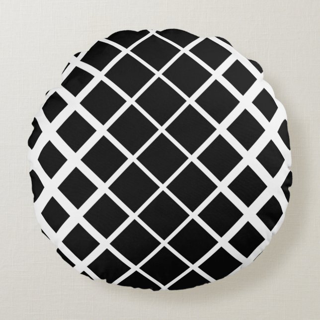 Black Disolling Square Block Pattern Rond Kussen (Voorkant)