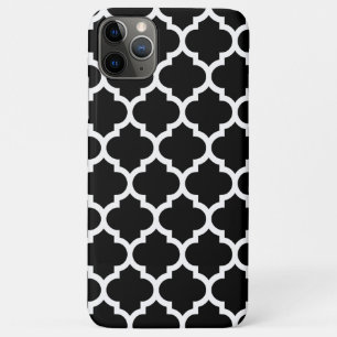 Black DIY BG White Moroccan Quatrefoil #5 iPhone 11 Pro Max Hoesje