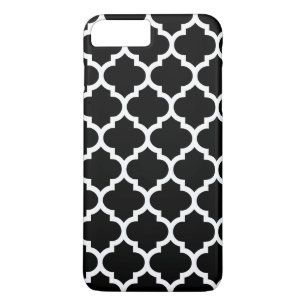 Black DIY BG White Moroccan Quatrefoil #5 iPhone 8 Plus / 7 Plus Hoesje