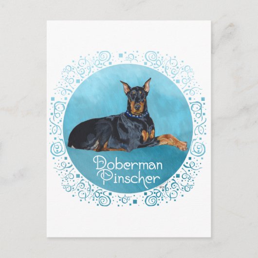 Black Doberman Pinscher Briefkaart (Voorkant)