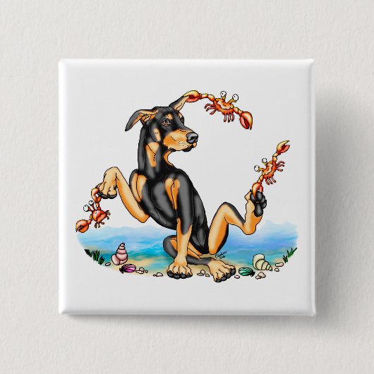 Black Doberman Pinscher Kinda Crabby Button (Voorkant)
