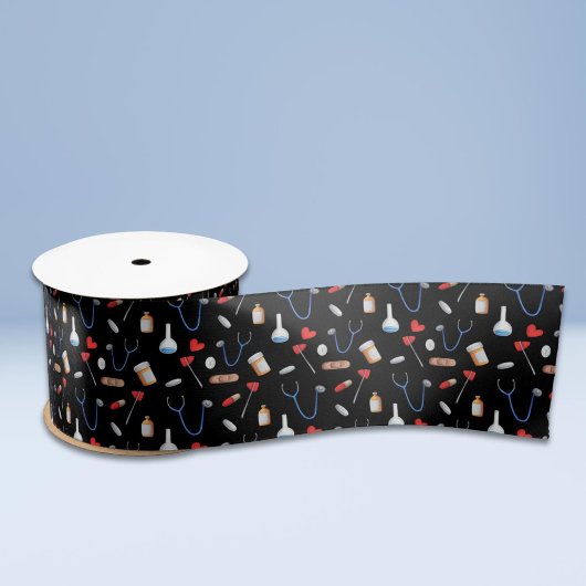 Black Doctor Nurse Medical Tools Pattern Lint