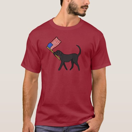 Black Dog Carrying Flag T-Shirt (Voorkant)