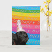 Black Dog coloré Bonne carte texte d'anniversaire (Fleur jaune)