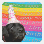 Black Dog Colorful Happy Birthday Text Sticker (Voorkant)