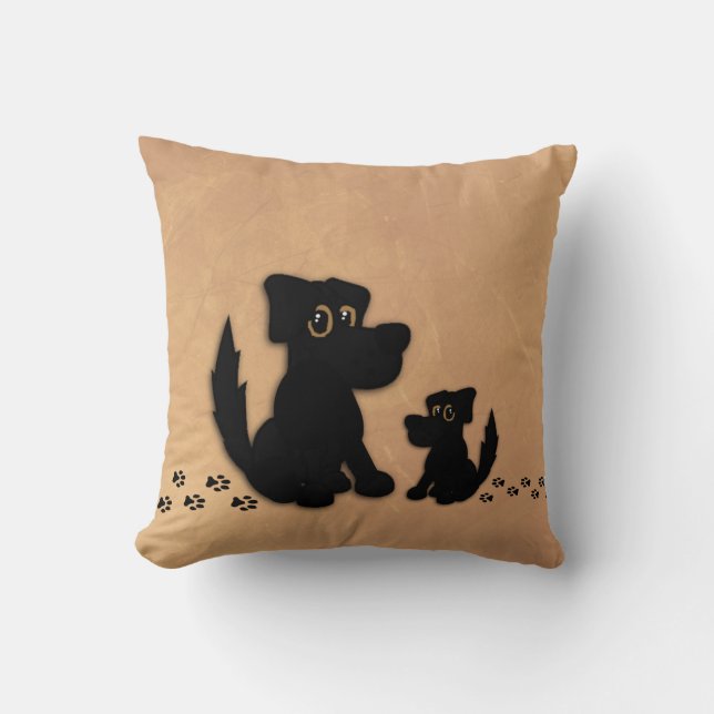 Black Dog et Chiot Walk American Mojo Coussin (Recto)