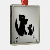 Black Dog Family Metalen Ornament (Rechts)