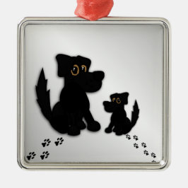 Black Dog Family Metalen Ornament