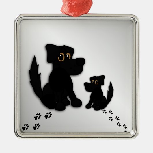 Black Dog Family Metalen Ornament (Voorkant)