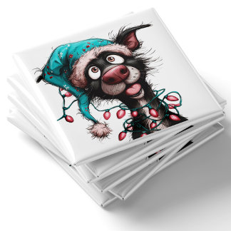 Black Dog Funny Christmas Magnet Magneet