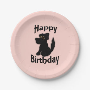 Black Dog Happy Birthday roze Papieren Bordje