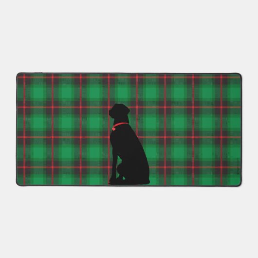 Black Dog Lab Green Scottish Motif Desk Mat (Recto)