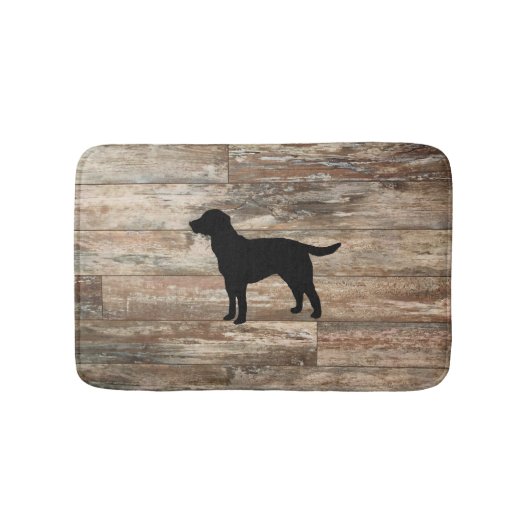 Black Dog Labrador Rustic Wood Bath Mat (Voorkant)