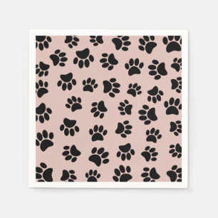 Black Dog Paw Pattern op Roos Gold Servet