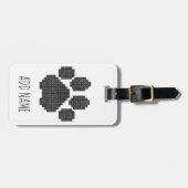 Black Dog Paw Print Building Block Aangepaste naam Bagagelabel (Voorkant horizontaal)