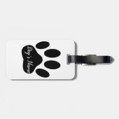 Black Dog Paw Print met aangepaste naam Bagagelabel (Achterkant horizontaal)