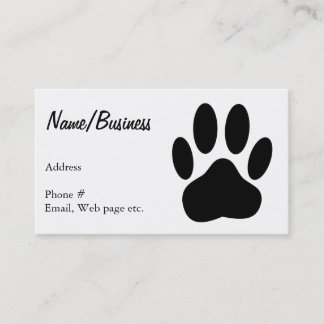 Black Dog Paw Print op maat Visitekaartje