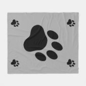Black Dog Paw Silhouettes Fleece Deken (Voorkant (Horizontaal))