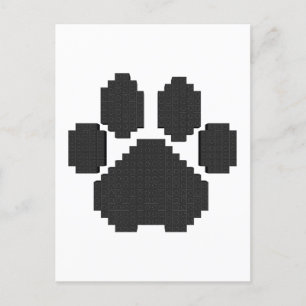 Black Dog Pawprint Building Blocks Briefkaart