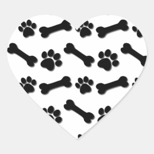 BLACK Dog Paws and Botten Custom Name and Sentimen Hart Sticker