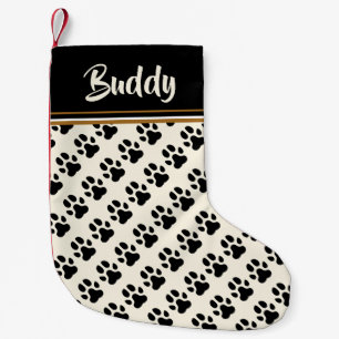 Black Dog Paws Pattern - Persoonlijk Kleine Kerstsok
