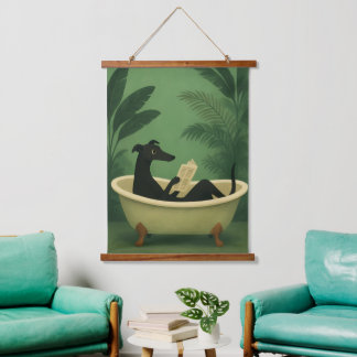 Black Dog Reading Newspaper Wall Art Hangend Wandkleed