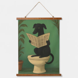 Black Dog Reading Newspaper Wall Art Hangend Wandkleed