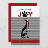 Black Dog Santa Hat Joy Feestdagenkaart (Voorkant / Achterkant)