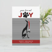 Black Dog Santa Hat Joy Feestdagenkaart (Staand voorkant)