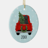 Black Doodle Dog Red-kersttruck Ornament (Rechts)