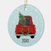 Black Doodle Dog Red-kersttruck Ornament (Links)