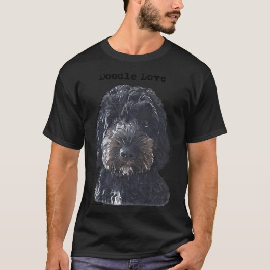 Black Doodle Dog T-shirt (Voorkant)