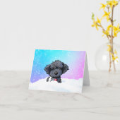 Black Doodle Puppy  Kaart (Gele Bloem)