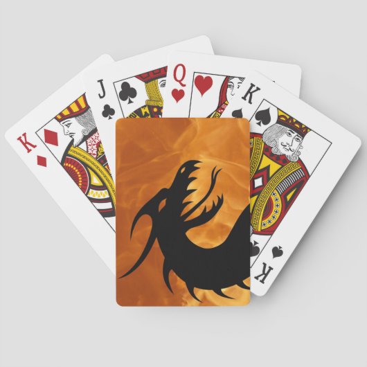 Black Dragon Ademend Vuur Vlam Pokerkaarten (Achterkant)