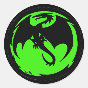 Black Dragon groen kleine ronde stickers