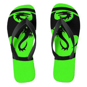 Black Dragon groene brede teenslippers