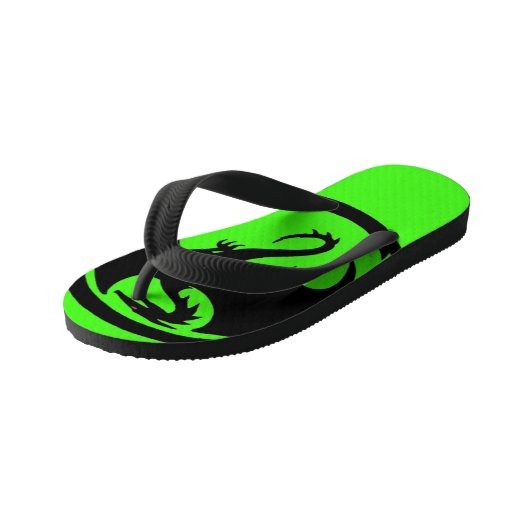 Black Dragon groene peuter teenslippers (Schuin)