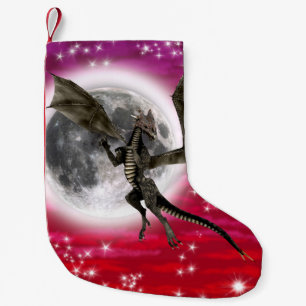 Black Dragon - Mythische Fantasy Creatuur Rode Hem Kleine Kerstsok