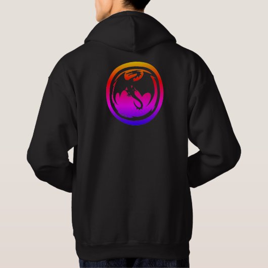 Black Dragon neon men black hooded sweatshirt back (Achterkant)