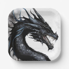 Black Dragon Nidhogg Waterverf Design Papieren Bordje