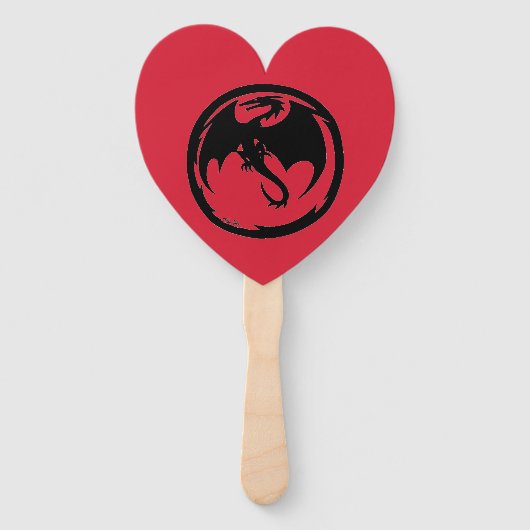 Black Dragon red heart hand fans Handwaaier (Voorkant)