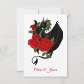 Black Dragon Red Roses Fantasie RSVP Kaartje (Achterkant)