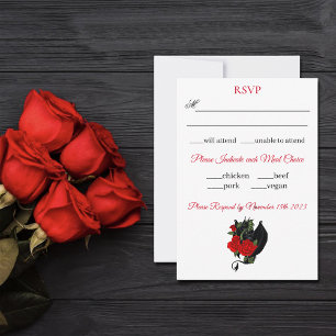 Black Dragon Red Roses Fantasie RSVP Kaartje