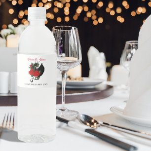 Black Dragon Red Roses Fantasie Waterfles Etiket